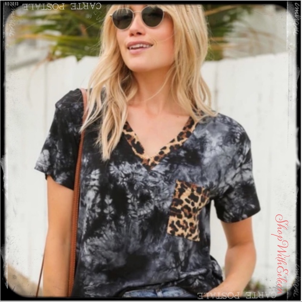 Tie You Down Leopard Print V Neck Tshirt